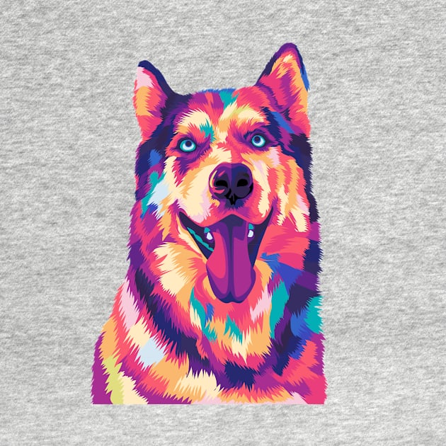 Colorful Pet Husky Dog by Tupai Art